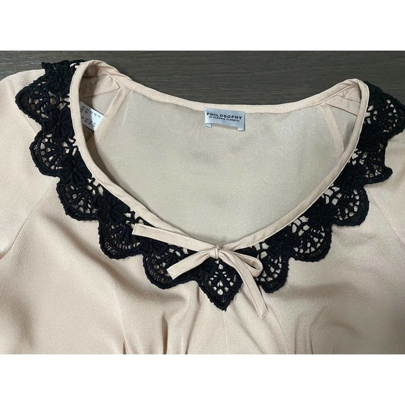 PHILOSOPHY DI ALBERTA FERRETTI Crochet Trim Top ~ Beige~USA 4/ I 40 - Picture 7 of 8